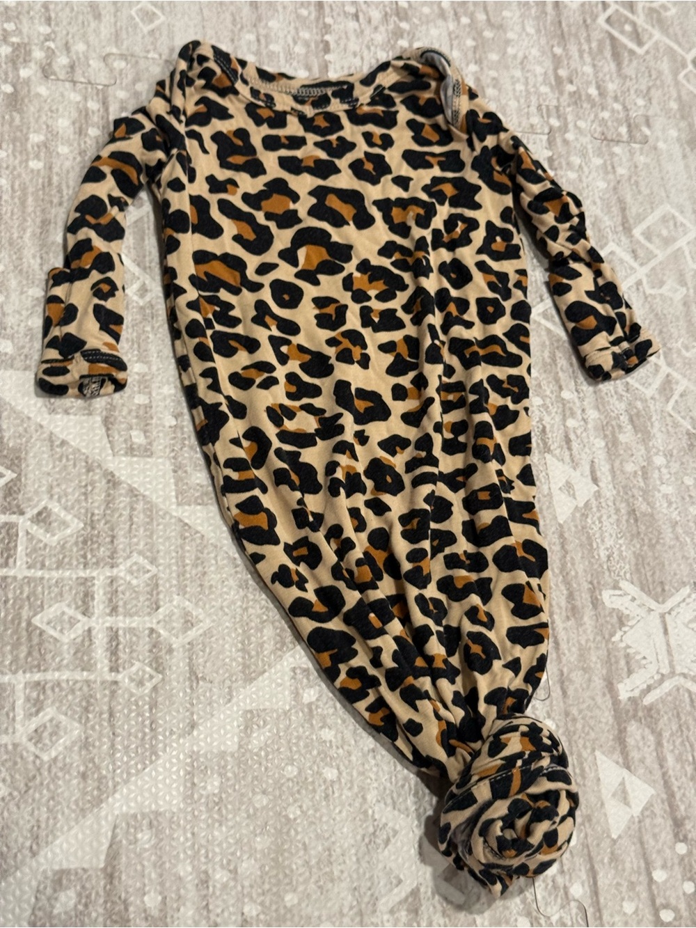 Posh Peanut Neutral Leopard Print Baby Gown - Tan, Black, Gray